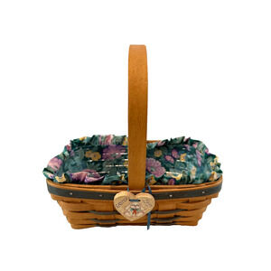 1993 Longaberger Mother's Day Basket w/Floral Liner Protector Tie-On 8.5L 8W 6H